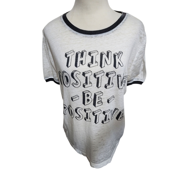 Wild Kiss White Graphic Print Womens MEDIUM T-shirt Think Positive Be Positive - Picture 5 of 9